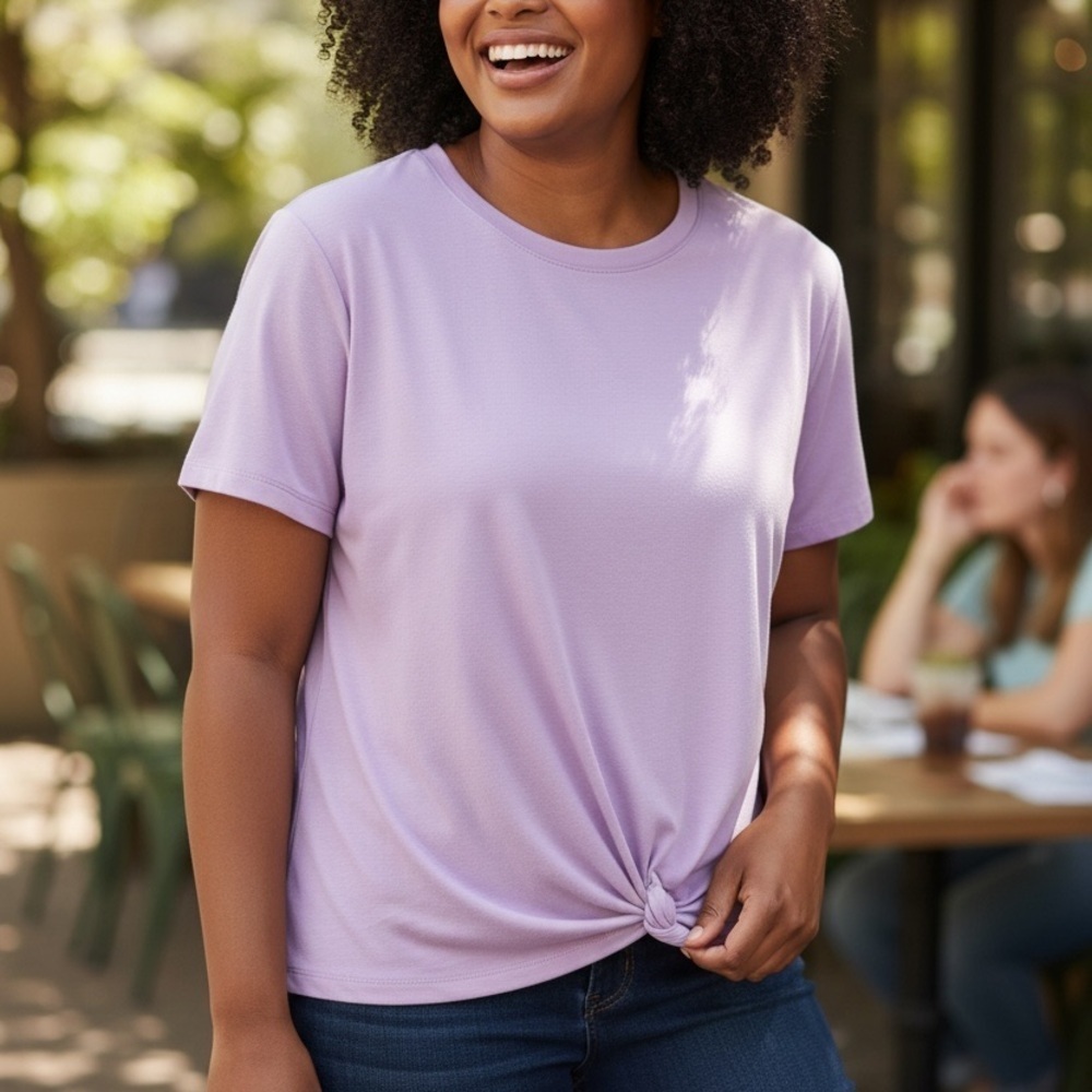 Skechers Lilac Short Sleeve Knot-Front Tee. Size XXL. - Picture 1 of 7